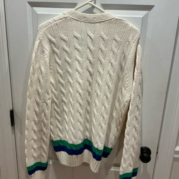 Lacoste unisex cable knit striped cardigan sz large 5 - Picture 6 of 8